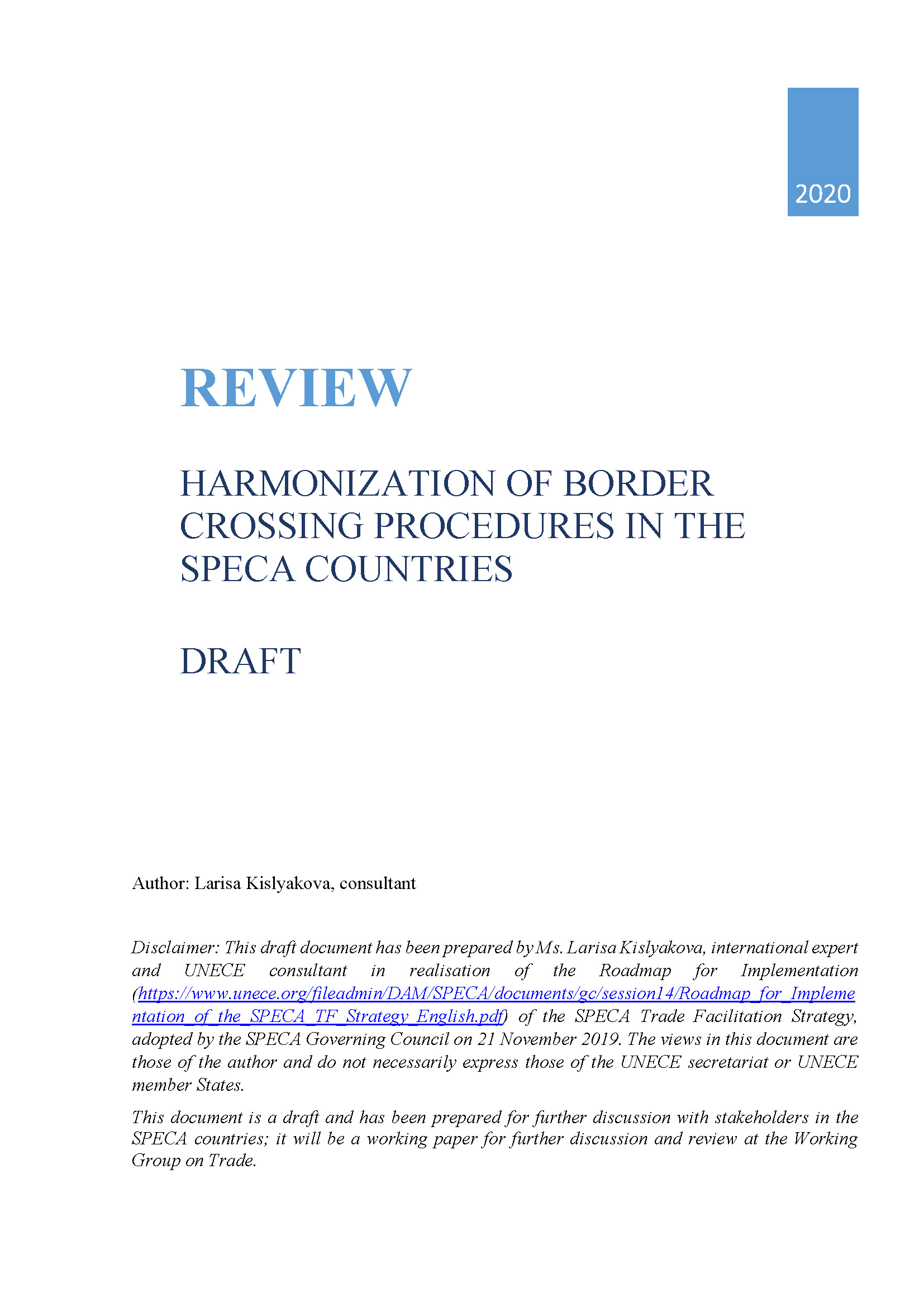 Review: Harmonization of border crossing procedures in SPECA Countries